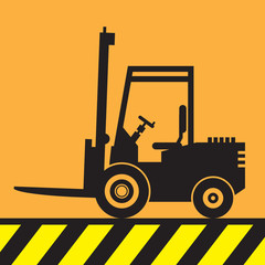Fork lift truck at work sign or symbol