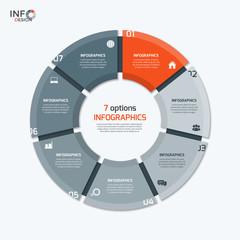 Vector circle chart infographic template with 7 options