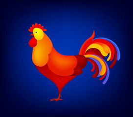 Vector illustration of rooster, symbol 2017 on the Chinese calendar. element for New Year s design. Image Red .