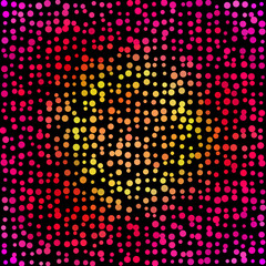 Colorful yellow and pink random circles vector background.