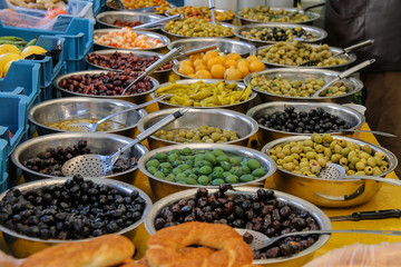 Pickled vegetables on the counter of street market