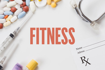 FITNESS written on white background with medication