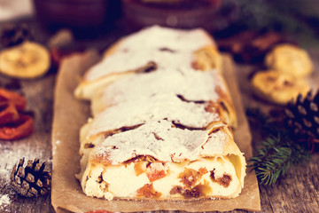 strudel with dried fruits