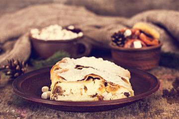 strudel with dried fruits