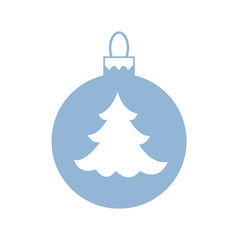 Vector icon Christmas ball with silhouette of Christmas tree.