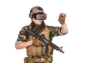 soldier wearing virtual reality glasses