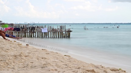 Fototapeta na wymiar Beach with fantastic water