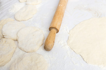 rolling dough with a rolling pin
