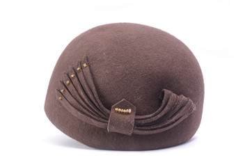 classic female bowler hat isolated on white