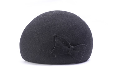 female black felt beret isolated on white