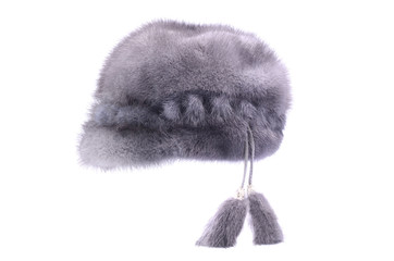 women's fur hat isolated on white