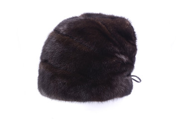 women's fur hat isolated on white