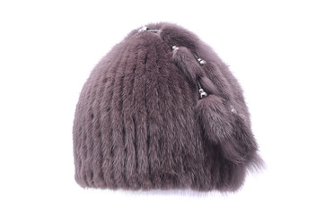 women's fur hat isolated on white