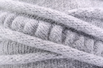 Gray knitted pattern close-up