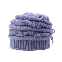 knitted women's hat isolated on white
