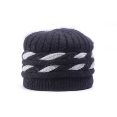 black knitted women hat isolated on white