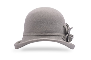 classic female bowler hat isolated on white