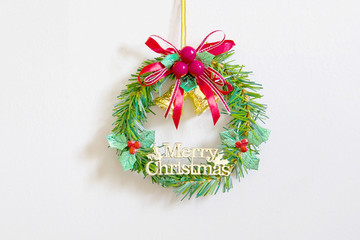 Christmas wreath and center position.Toned picture.