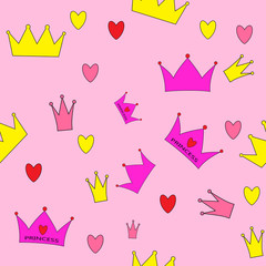 Princess Seamless Pattern Background Vector Illustration