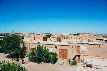 Obraz premium The architecture of Itchan Kala, the walled inner town of the city of Khiva, Uzbekistan. UNESCO World Heritage
