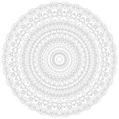 Mandala illustration. Circular intricate pattern. Lace circle design template. Abstract geometric mono line background isolated on white.