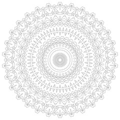 Mandala illustration. Circular intricate pattern. Lace circle design template. Abstract geometric mono line background isolated on white.