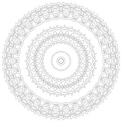 Mandala illustration. Circular intricate pattern. Lace circle design template. Abstract geometric mono line background isolated on white.