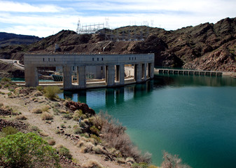 Parker Dam on the border of California and Arizona, Lake Havasu and Colorado river