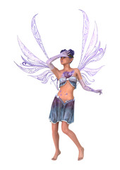 Fototapeta na wymiar 3D Rendering Purple Fairy on White