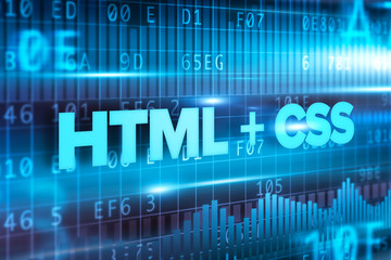 HTML and css abstract concept blue text blue background