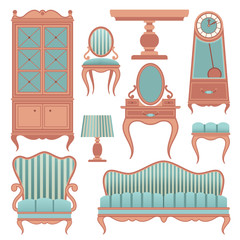 Set with vintage furniture.