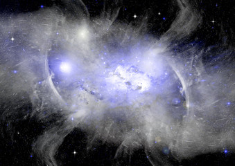 Stars, dust and gas nebula in a far galaxy