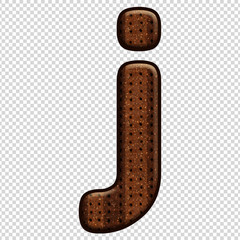 Font letter J with Chocolate Biscuit effect. Perfect applicable saved working/ clipping path for design project.