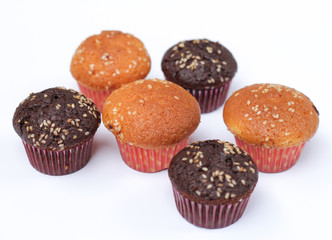 These cupcakes isolated on the white background.