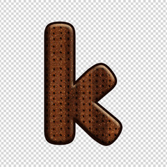 Font letter k with Chocolate Biscuit effect. Perfect applicable saved working/ clipping path for design project.