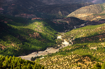 Alpine valley in Middle Atlas mountain range, Morocco Africa