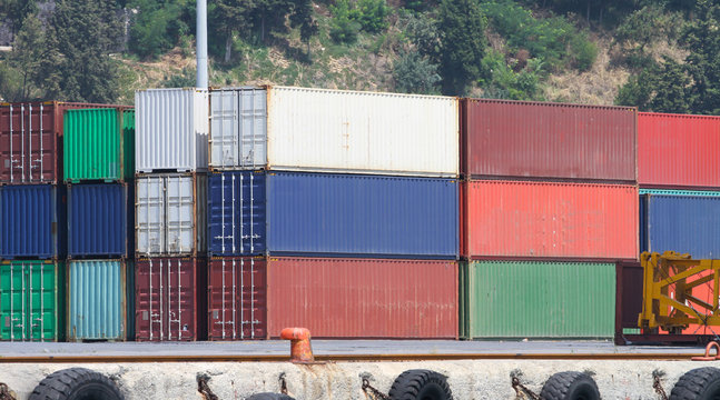 Containers in a port
