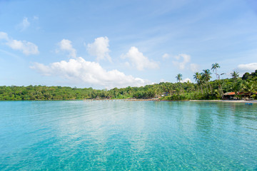 simple sea transparent water and house