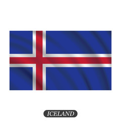 Fototapeta premium Waving Iceland flag on a white background. Vector illustration
