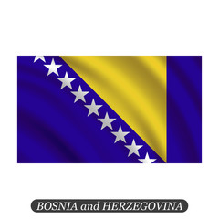 Waving Bosnia and Herzegovina flag on a white background. Vector illustration