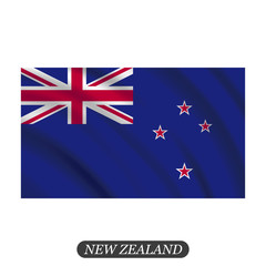Waving New Zealand flag on a white background. Vector illustration