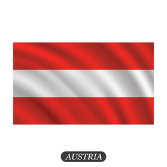 Waving Austria flag on a white background. Vector illustration