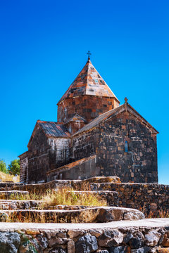 Scenic view of an old Sevanavank church in Sevan, Armenia