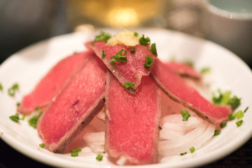 tuna carpaccio in japanese restaurant