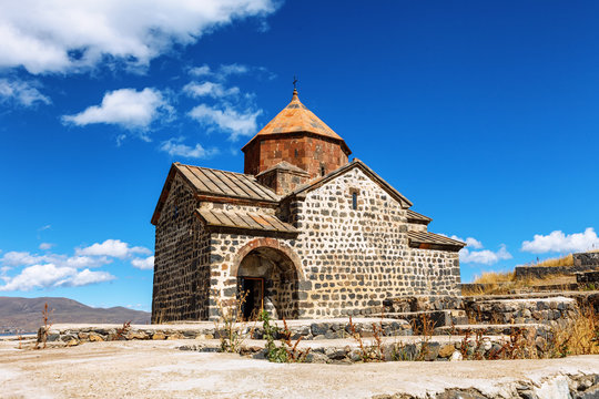 Scenic view of an old Sevanavank church in Sevan, Armenia