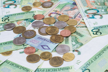 New belorussian money. Coins and banknotes. Finance concept.
