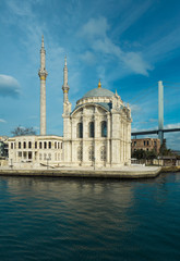 Fototapeta na wymiar Mecidiye Mosque in famous Ortakoy Istanbul Turkey