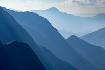 Foggy mountain landscape in Sa Pa, Vietnam