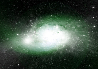 Stars, dust and gas nebula in a far galaxy