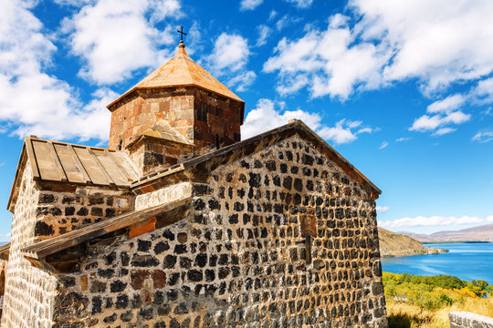 Scenic view of an old Sevanavank church in Sevan, Armenia